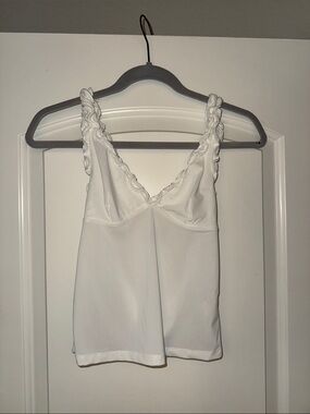 Urban Outfitters White Ruffle Strap Tank Top